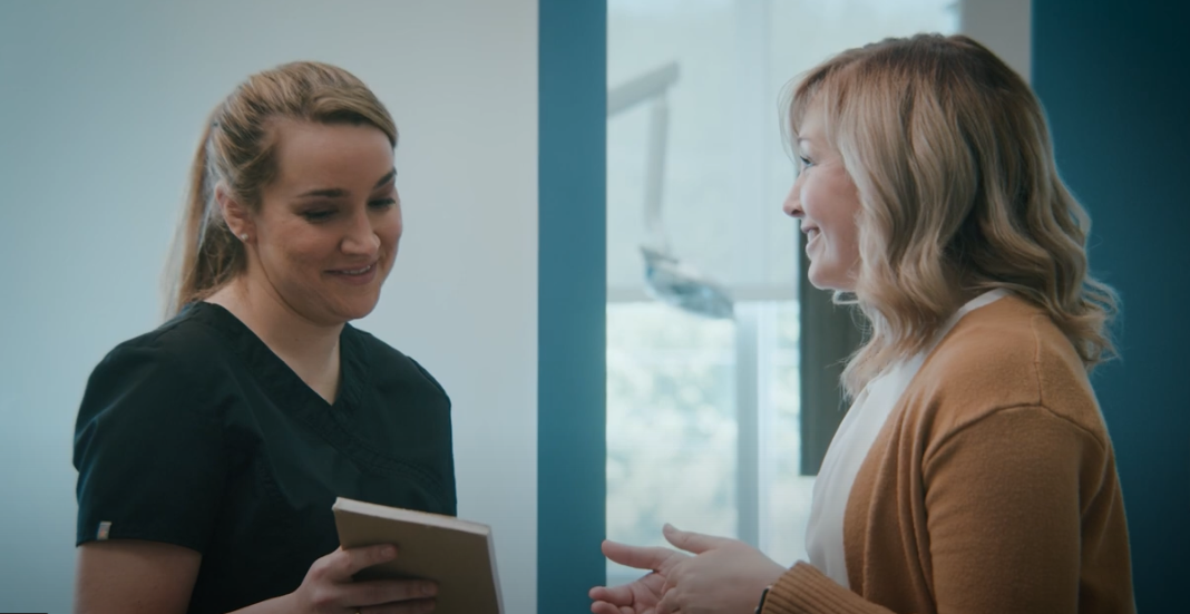 Two women talking